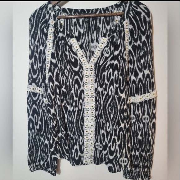 INC International Concept Womens Tribe DC Frenzy Peasant Top - Picture 9 of 9